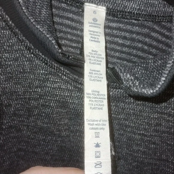 Lululemon 6 Base Runner 1/2 Zip Heathered Charcoal Gray Black Thumb Holes L-Slv - Picture 5 of 13